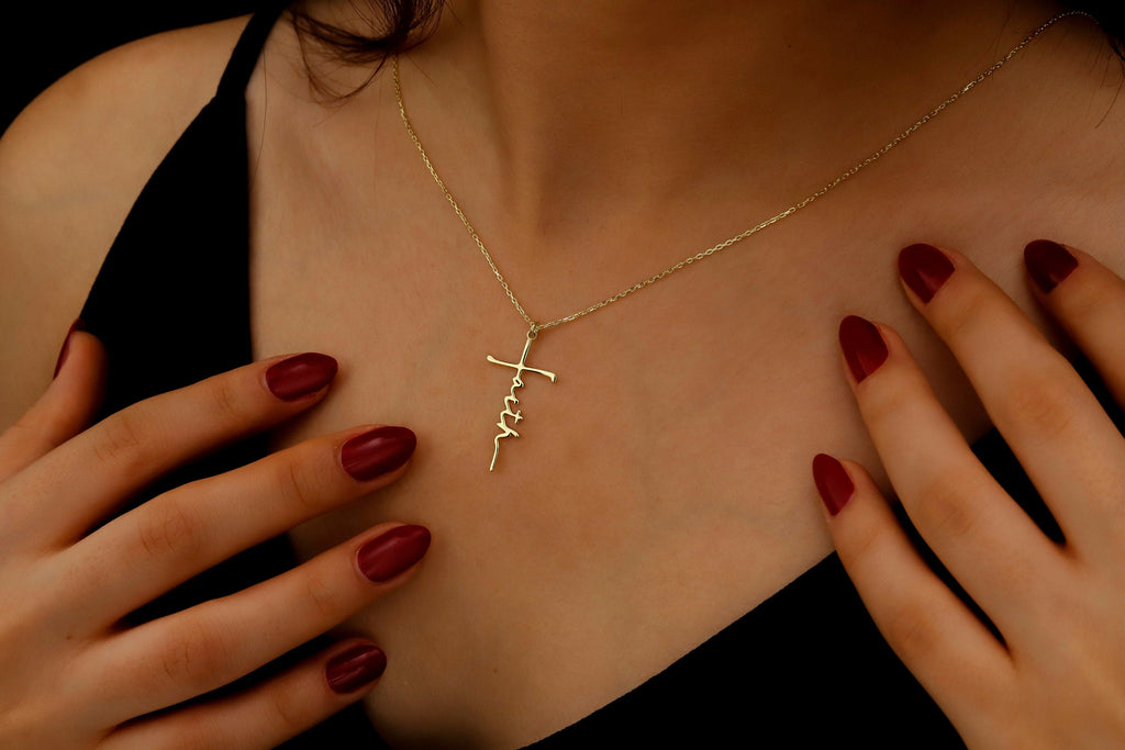 Personalized Faith Cross Name Necklace in Sterling Silver – Perfect Baptism Gift