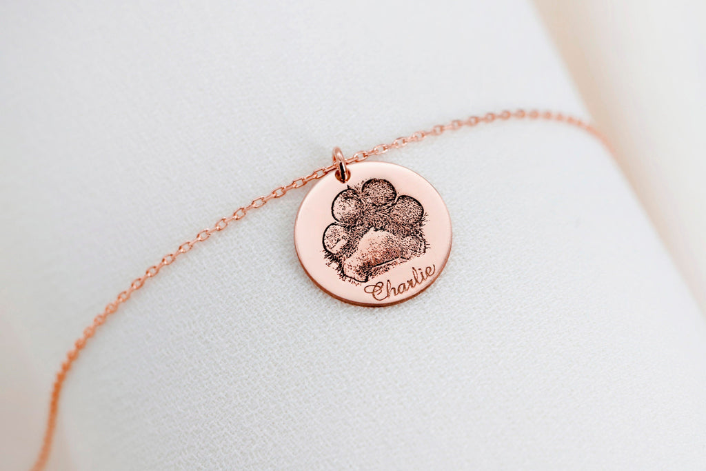 Personalized Pet Paw Print Necklace | Perfect Gift for Dog & Cat Lovers