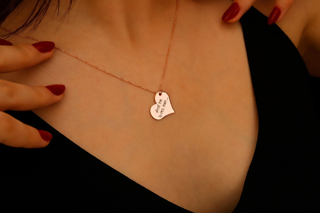 Personalized  Heartfelt Handwriting Engraved Pendant Necklace in 925 Sterling Silver