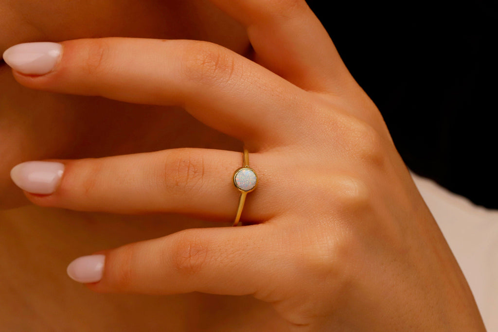 Elysian Jewels 14K White Opal Rings - Dazzling Elegance for Every Occasion