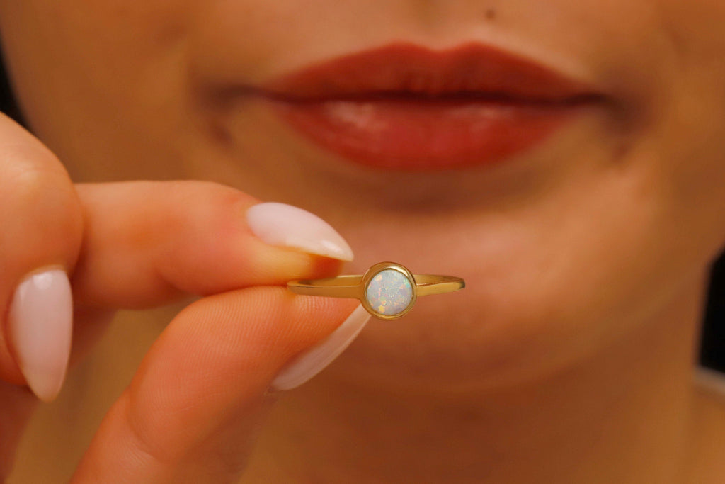 Elysian Jewels 14K White Opal Rings - Dazzling Elegance for Every Occasion