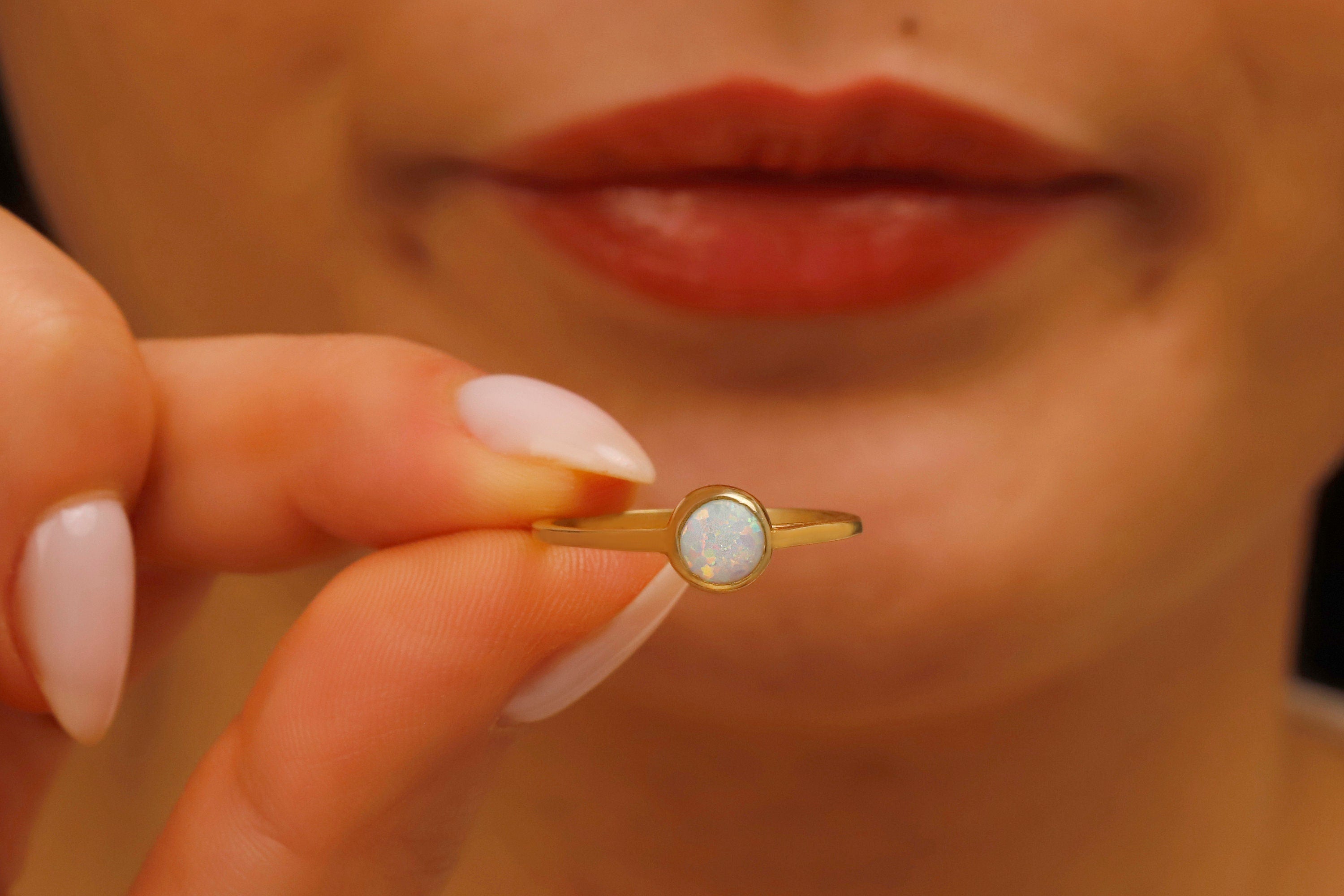Elysian Jewels 14K White Opal Rings - Dazzling Elegance for Every Occasion