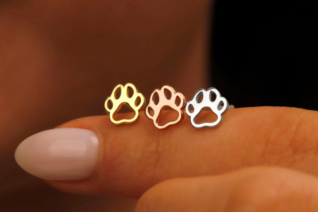 Pawfect Paws Sterling Silver Paw Print Stud Earrings - Celebrate Your Love for Pets