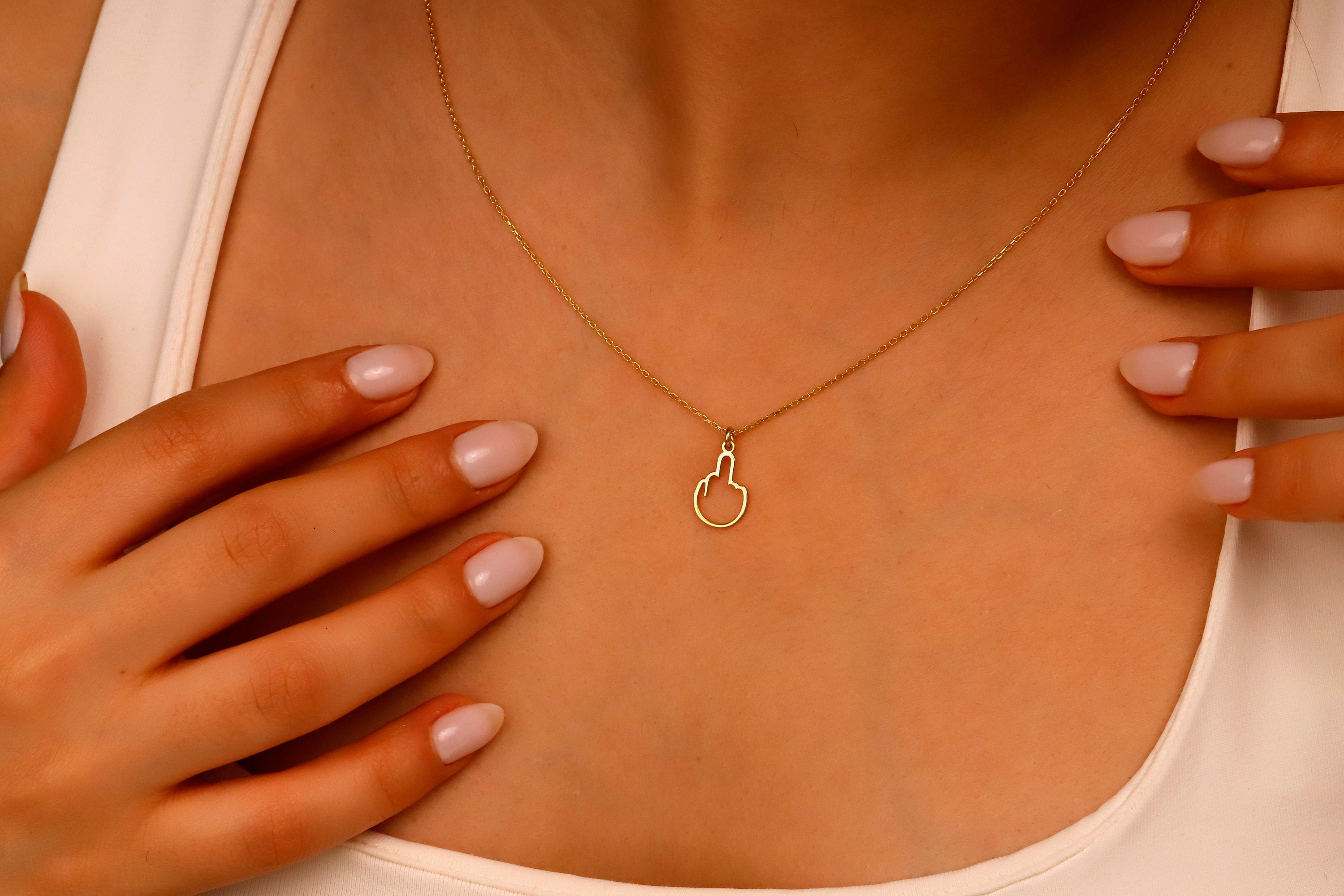 Tiny Middle Finger Jewelry | Silver Minimalist Pendant | Bold Charm for Best Friends