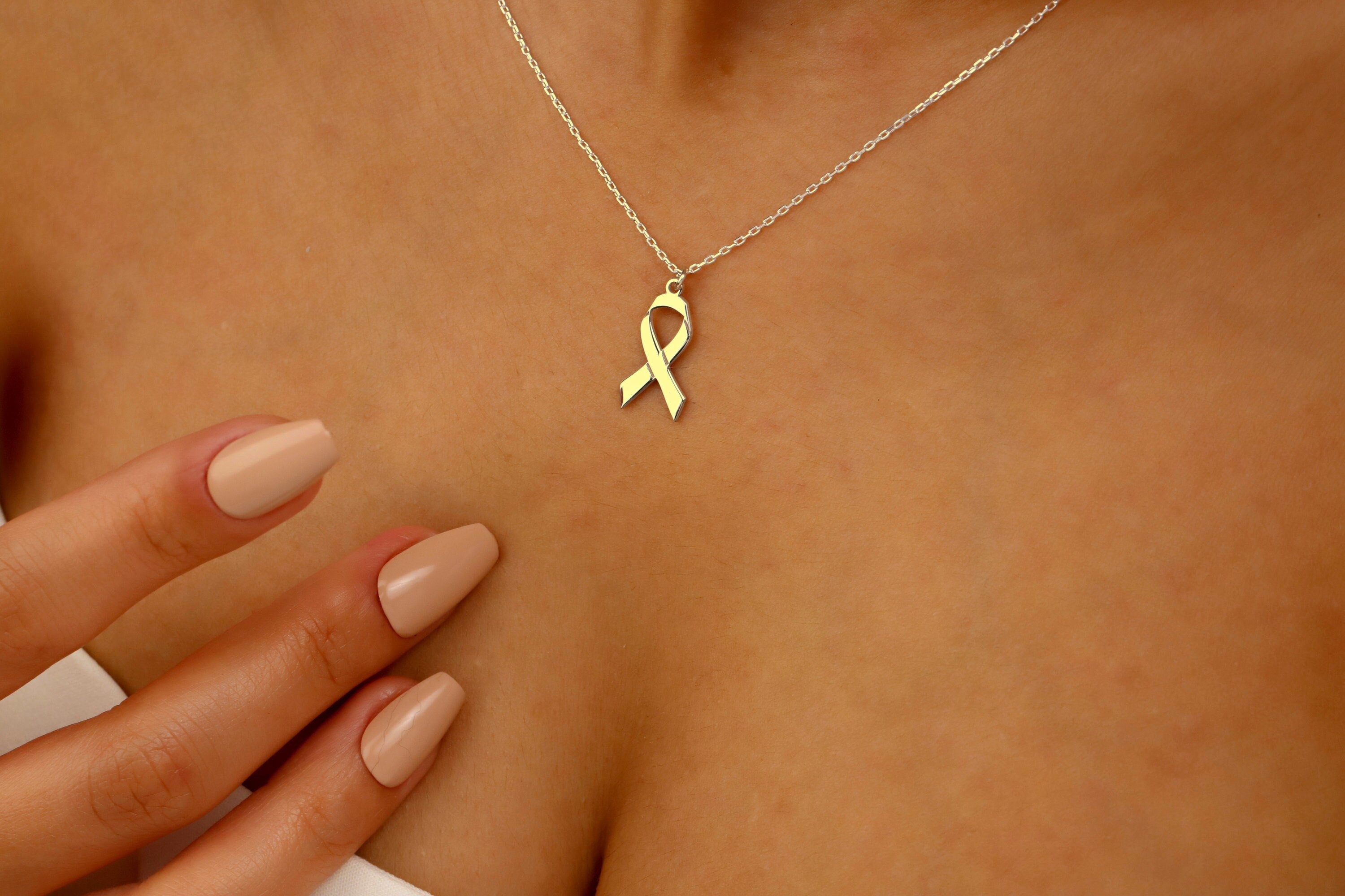 Ribbon Necklace | Elegant Symbol of Breast Cancer Awareness