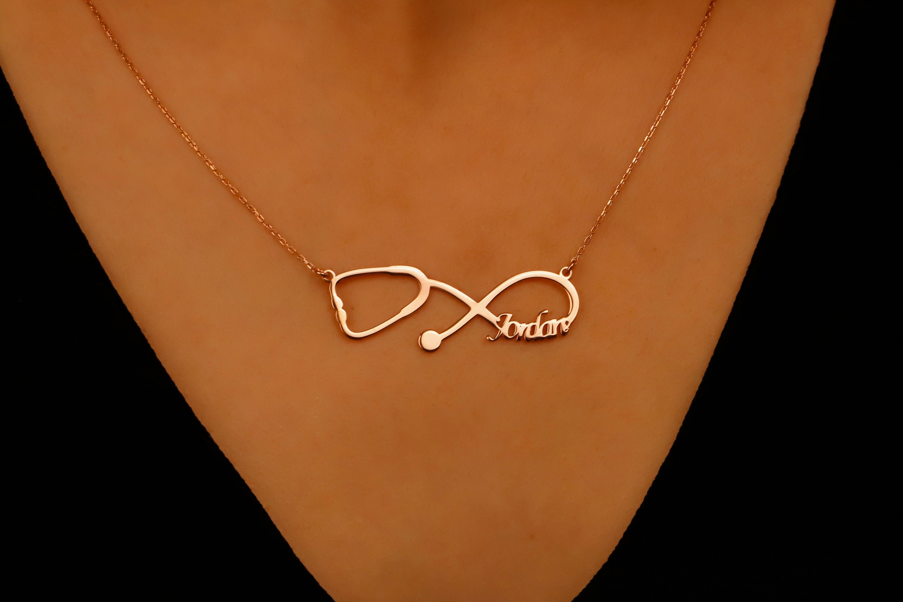 Personalized Stethoscope Necklace | 14K Gold Vermeil &amp; Sterling Silver | Unique Medical Jewelry by SilverGoldandRose