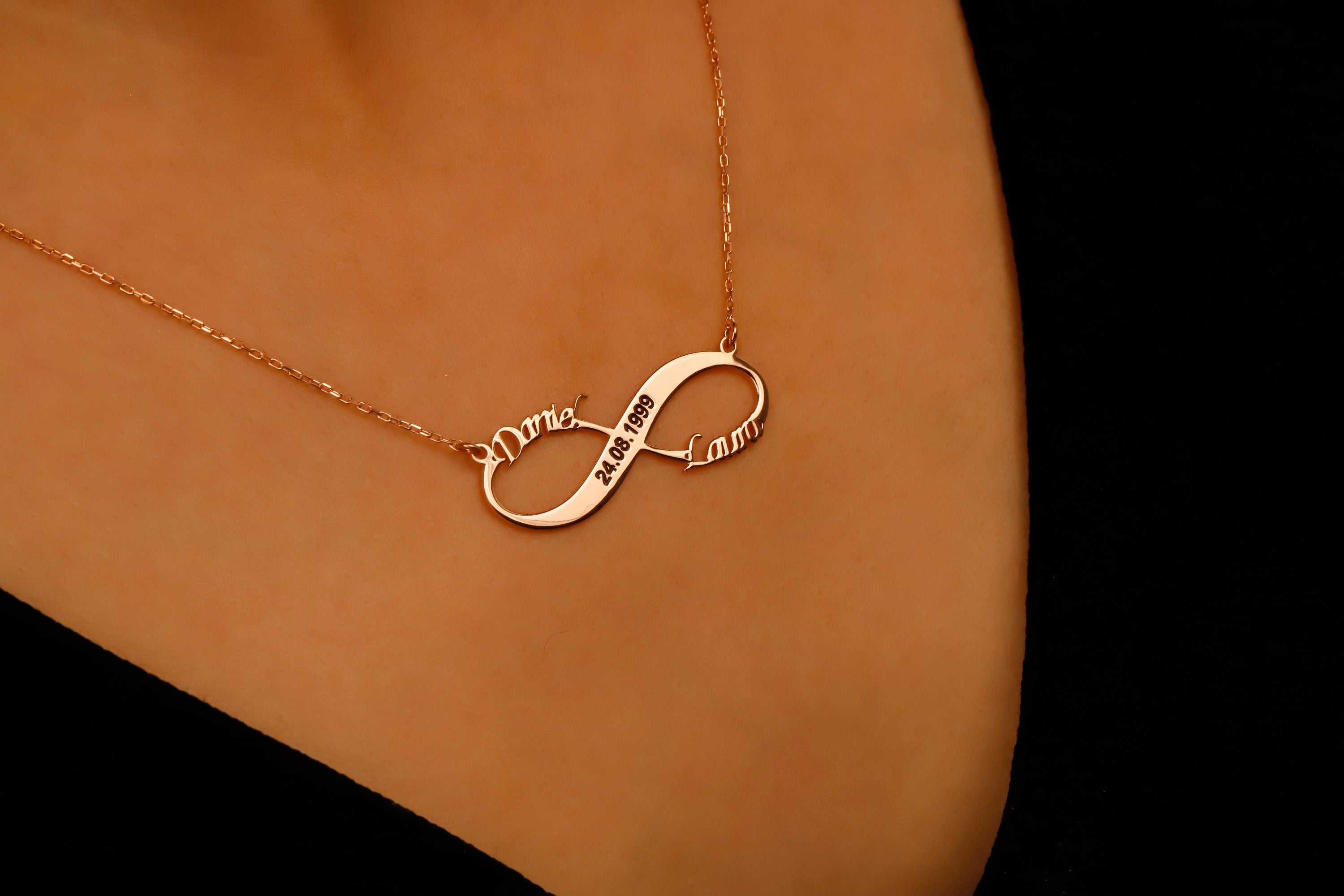 Custom Jewelry Infinity Name Necklace | Personalized Sterling Silver Anniversary Gift