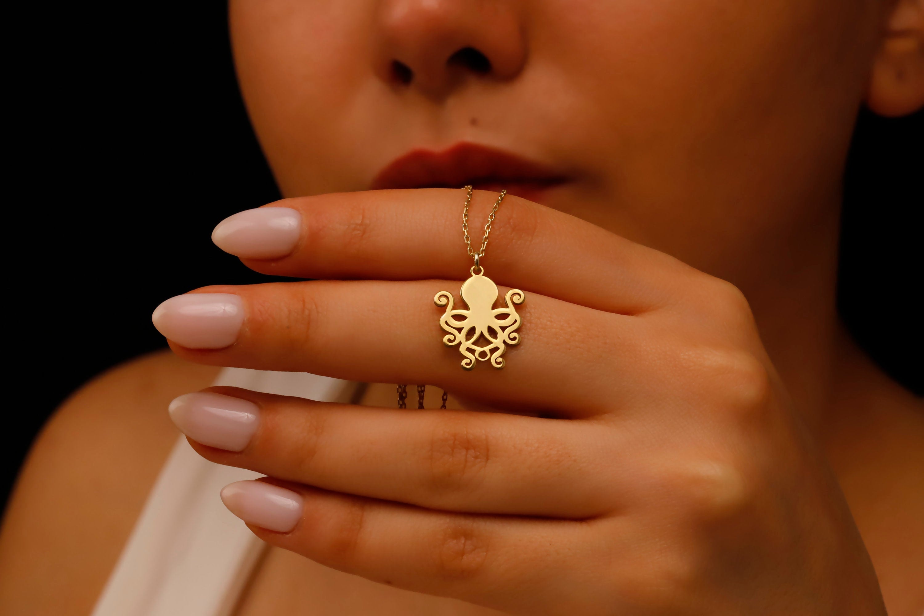 Gold Octopus Pendant Necklace | Minimalist Kraken Jewelry | Dainty Nautical Gift for Her