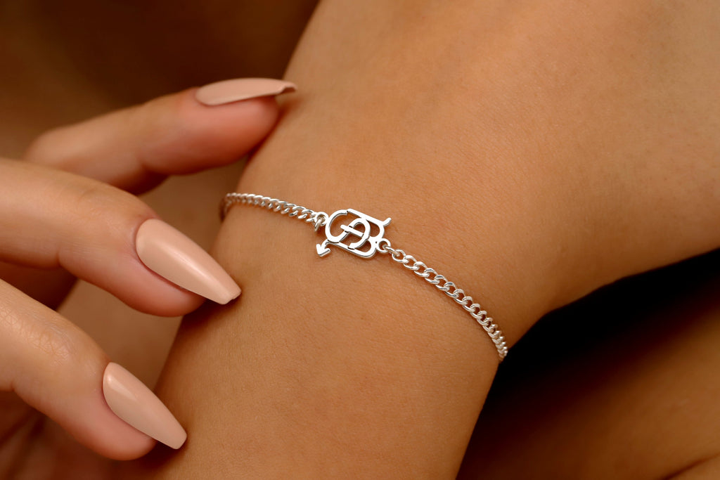 Interlocking Zodiac & Initial Bracelet - Custom Astrology Jewelry