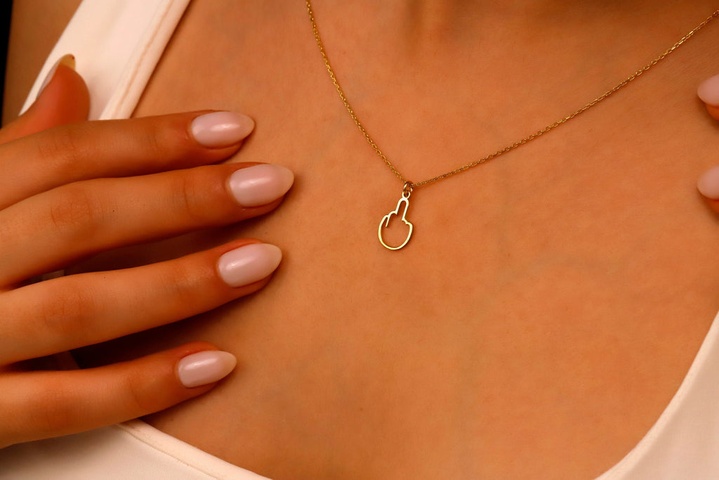 Tiny Middle Finger Jewelry | Silver Minimalist Pendant | Bold Charm for Best Friends