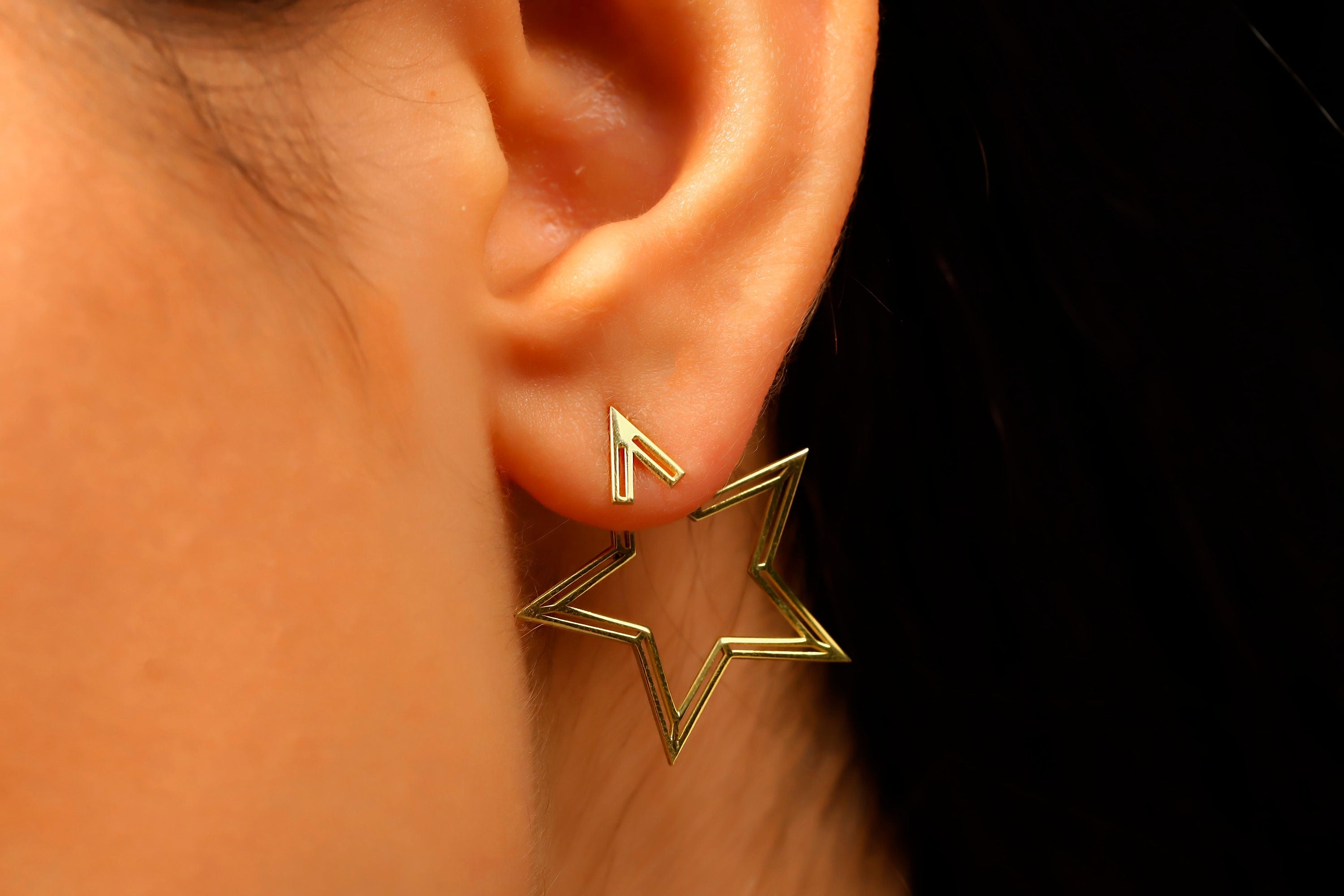 Starry Elegance Ear Jacket Earrings - Dazzling Sterling Silver Design
