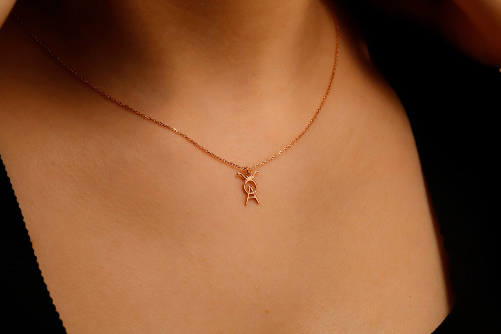 Zodiac Sign and Initial Necklace by SilverGoldandRose