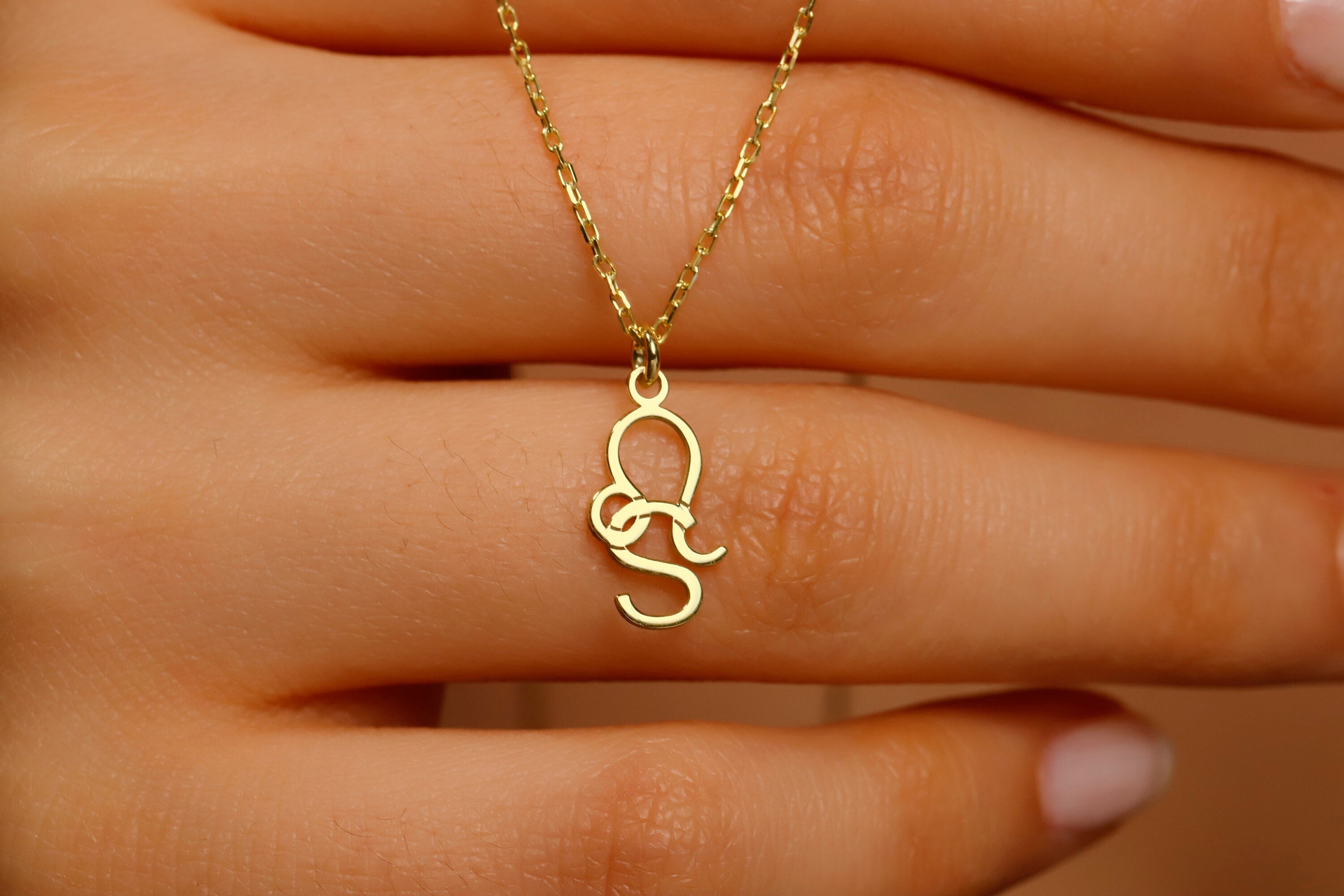 Zodiac Sign and Initial Necklace by SilverGoldandRose