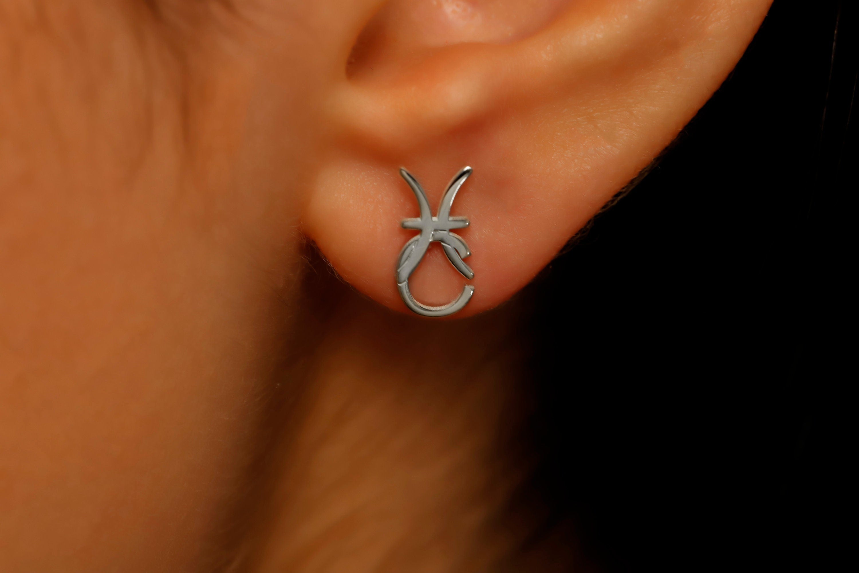 Personalized Sterling Silver Initial & Zodiac Sign Stud Earrings | Unique, Meaningful Jewelry