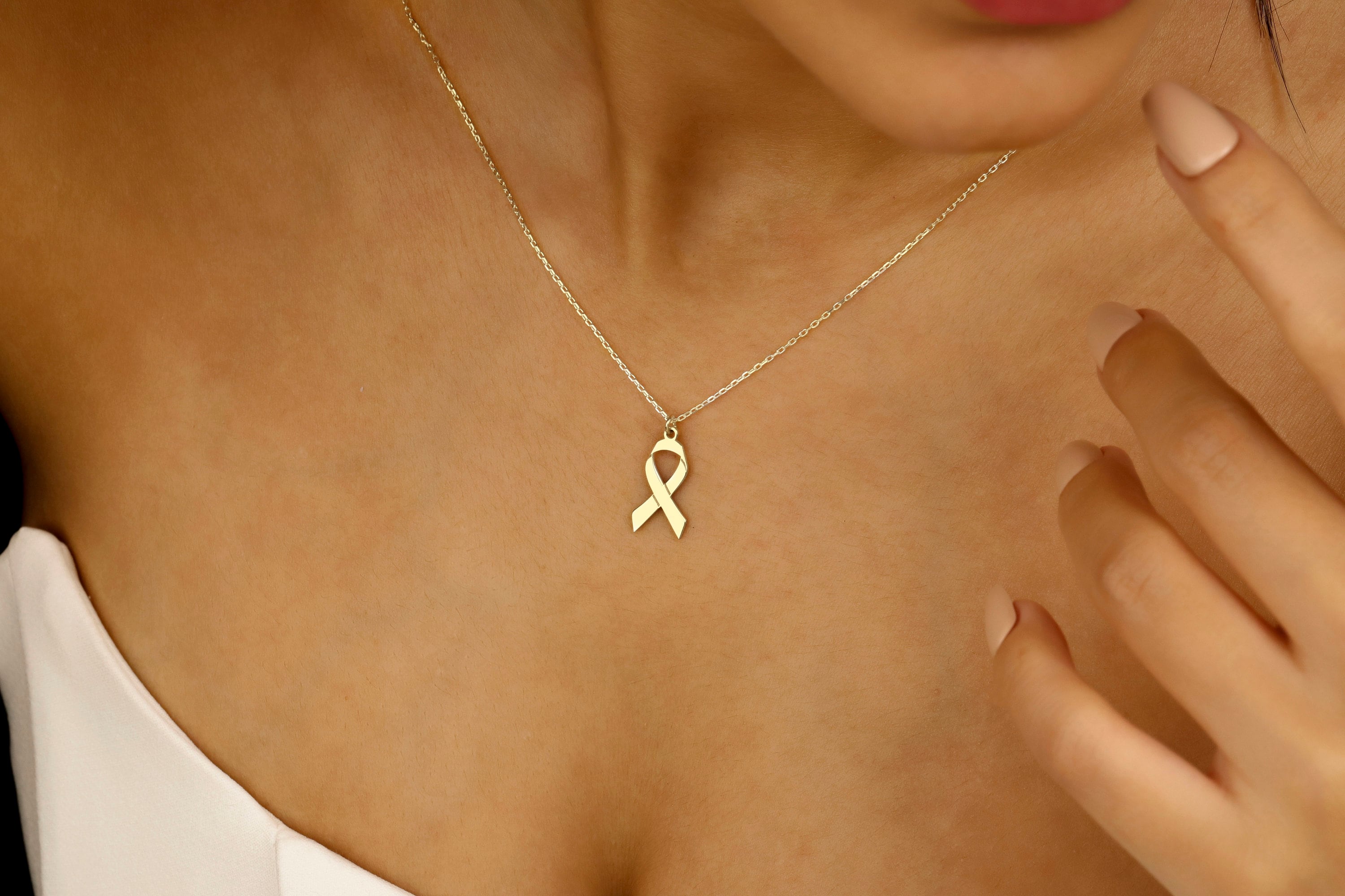Ribbon Necklace | Elegant Symbol of Breast Cancer Awareness
