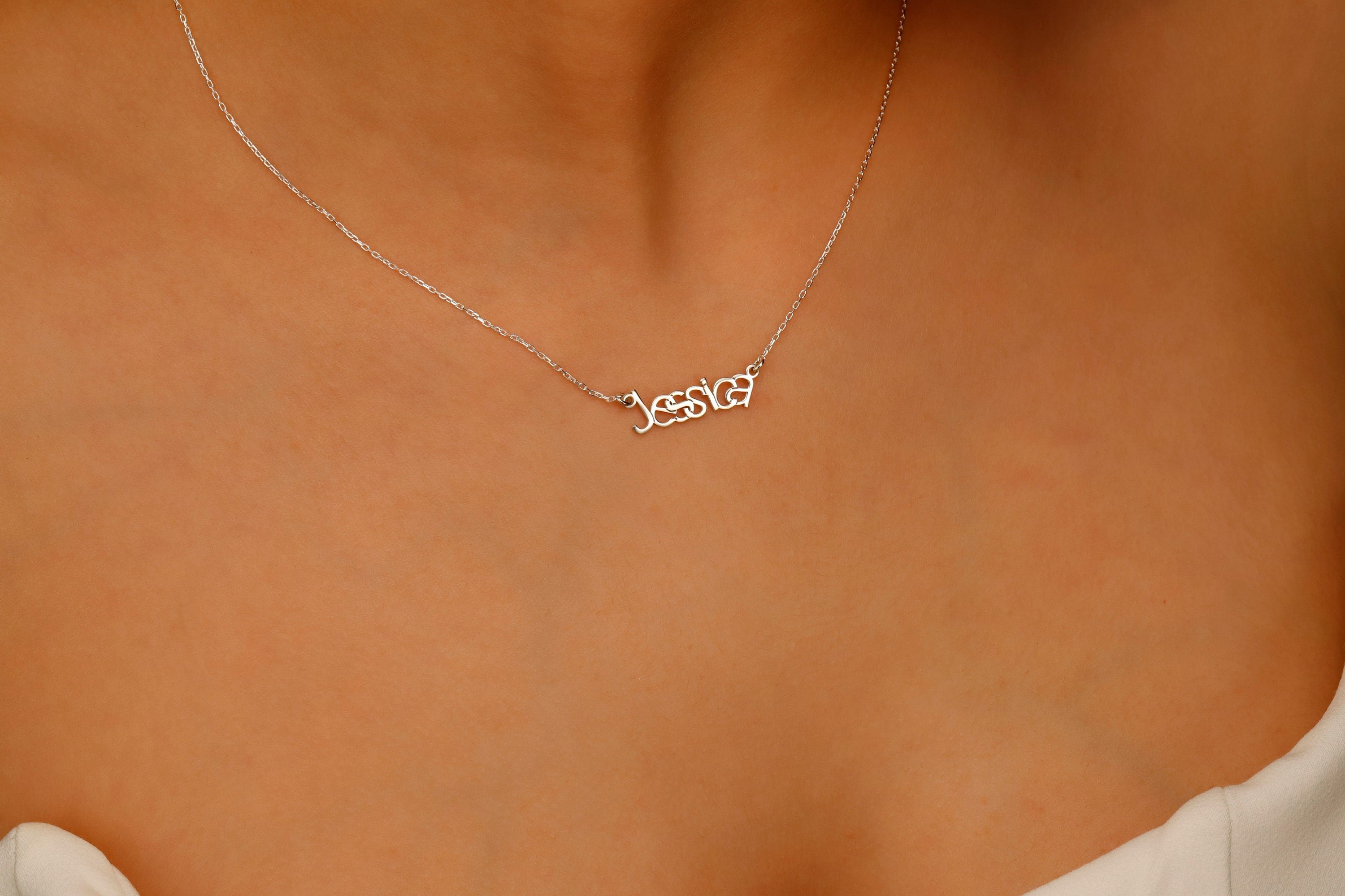Ethereal Creations Personalized Asymmetrical Name Necklace - Unique & Stylish Design for a Meaningful Touch