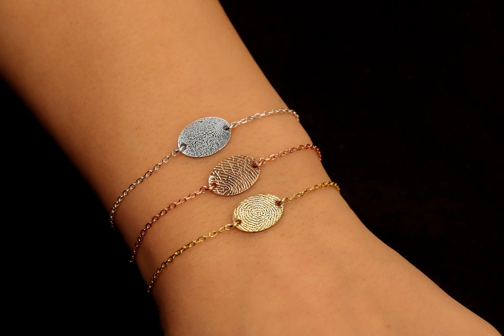 Loved Ones Fingerprint & Handwriting Bracelet | Personalized Sterling Silver Memorial Jewelry