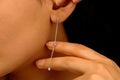 Long Dangle Chain Earrings with Sparkling CZ Diamonds
