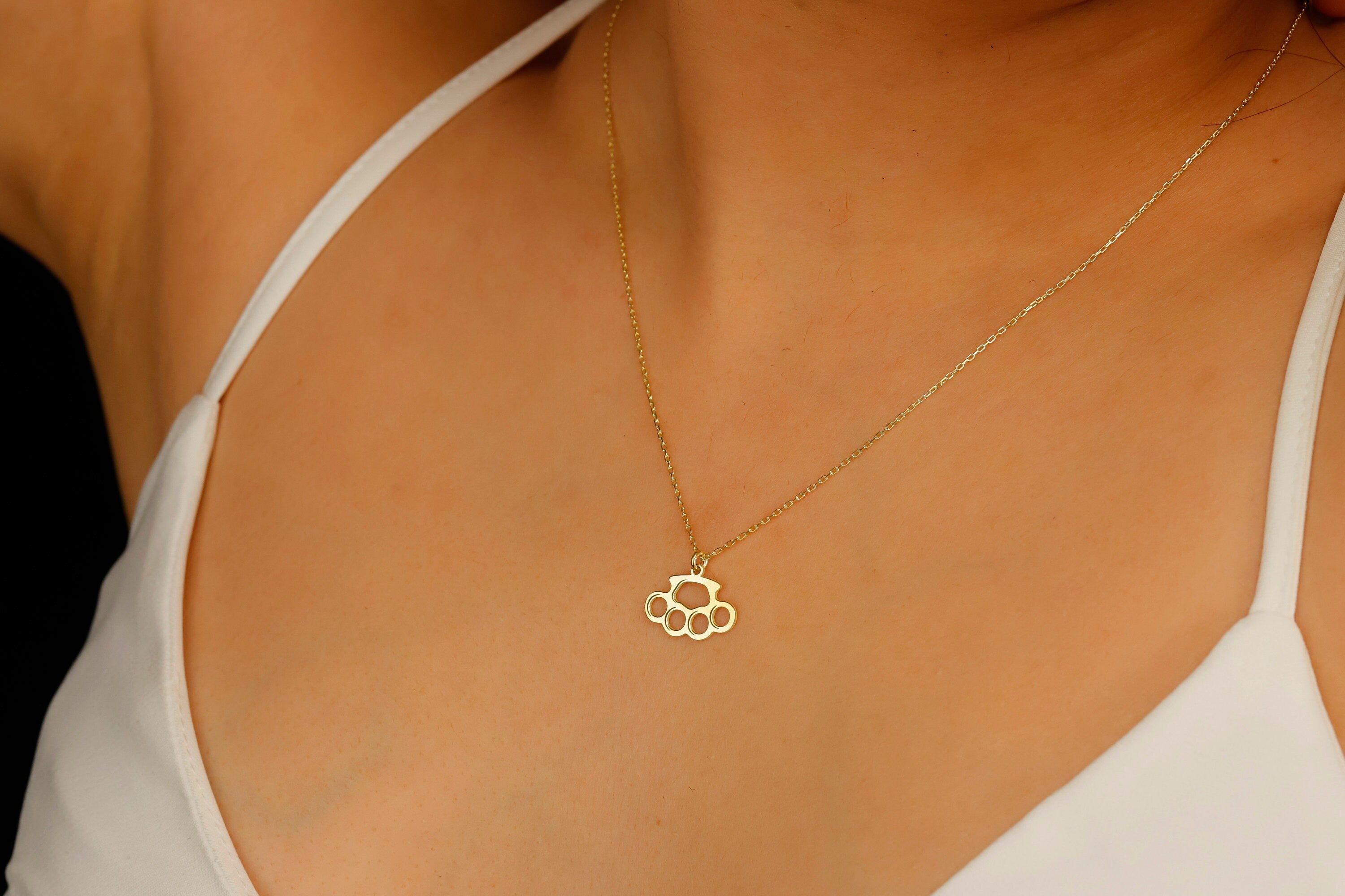 Silver Knuckle Necklace | Gold-Filled Men's Fist Pendant | Minimalist Schlaging Design