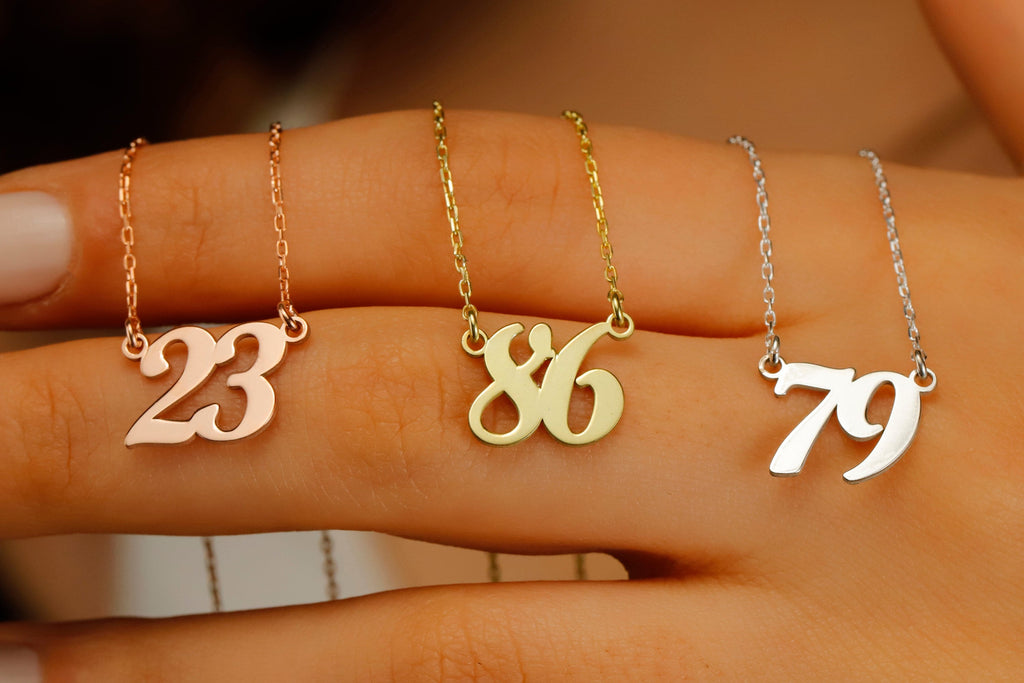 Lucky Charm Co. Favourite Number Necklace - Gold Spiritual Birth Year Jewelry Gift for Friends
