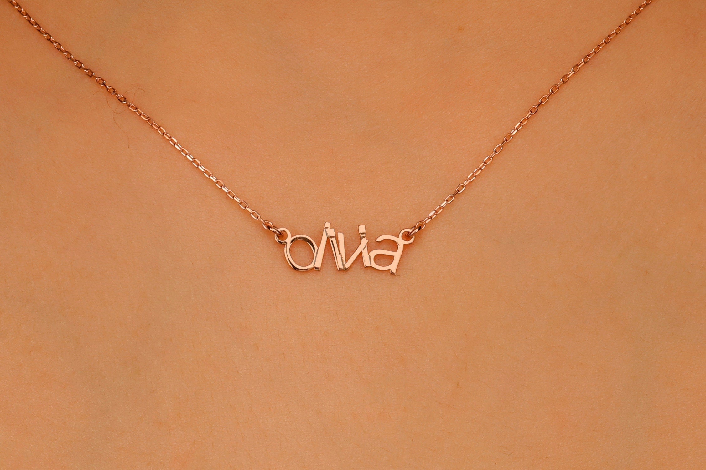 14K Gold Name Necklace - Personalized Initial Jewelry