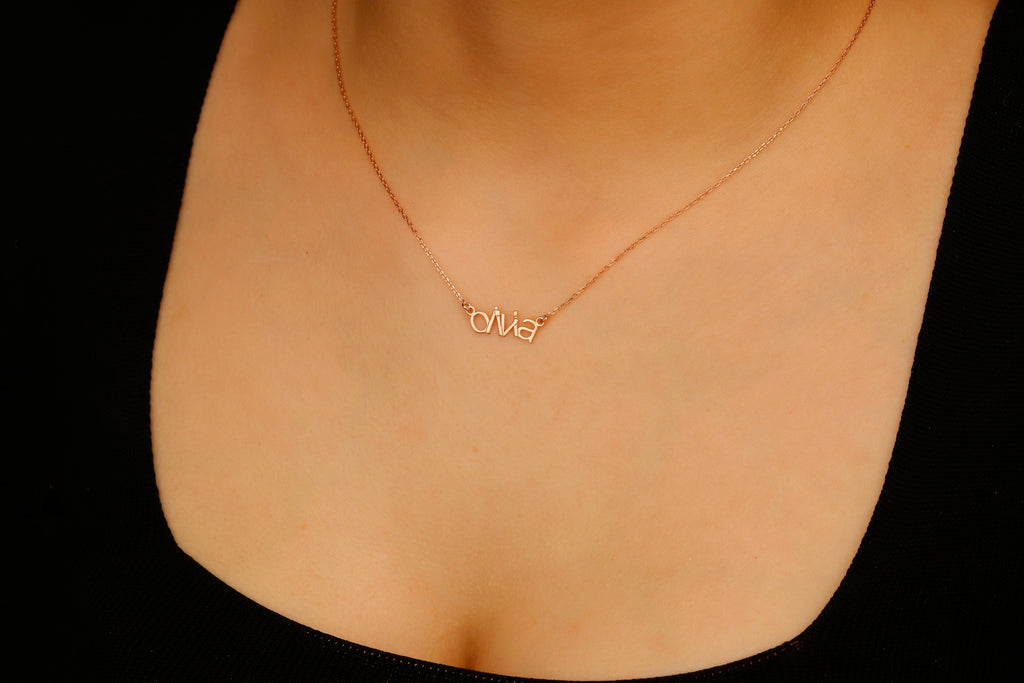 14K Gold Name Necklace - Personalized Initial Jewelry