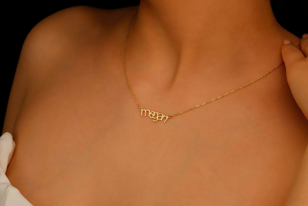 Ethereal Creations Personalized Asymmetrical Name Necklace - Unique & Stylish Design for a Meaningful Touch