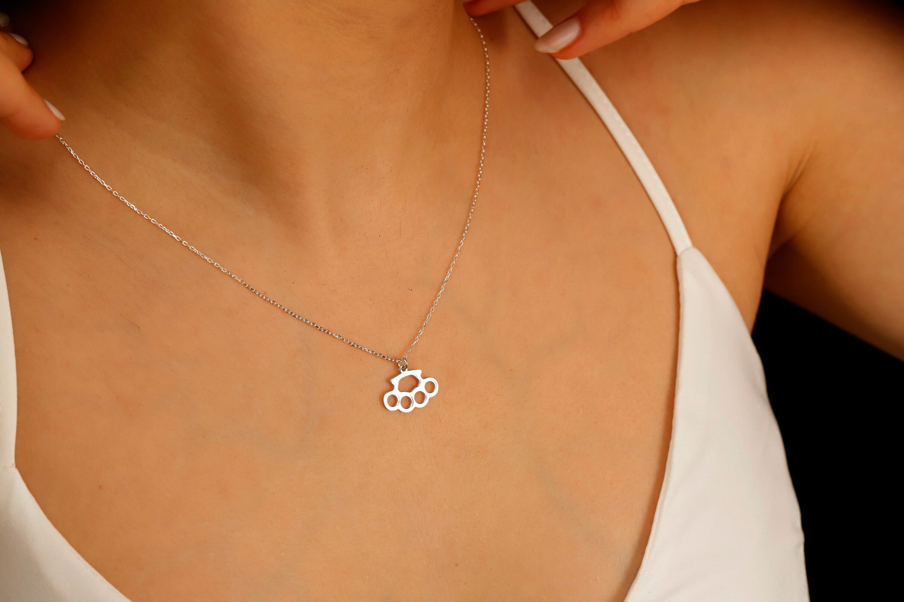 Silver Knuckle Necklace | Gold-Filled Men's Fist Pendant | Minimalist Schlaging Design