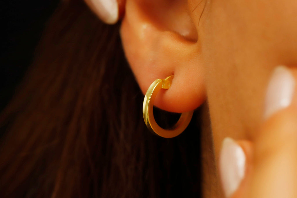 Dazzling Gold Huggie Hoops - Sterling Silver Multi-Hole Design, Perfect Stacked Sleeper Earrings for Effortless Style