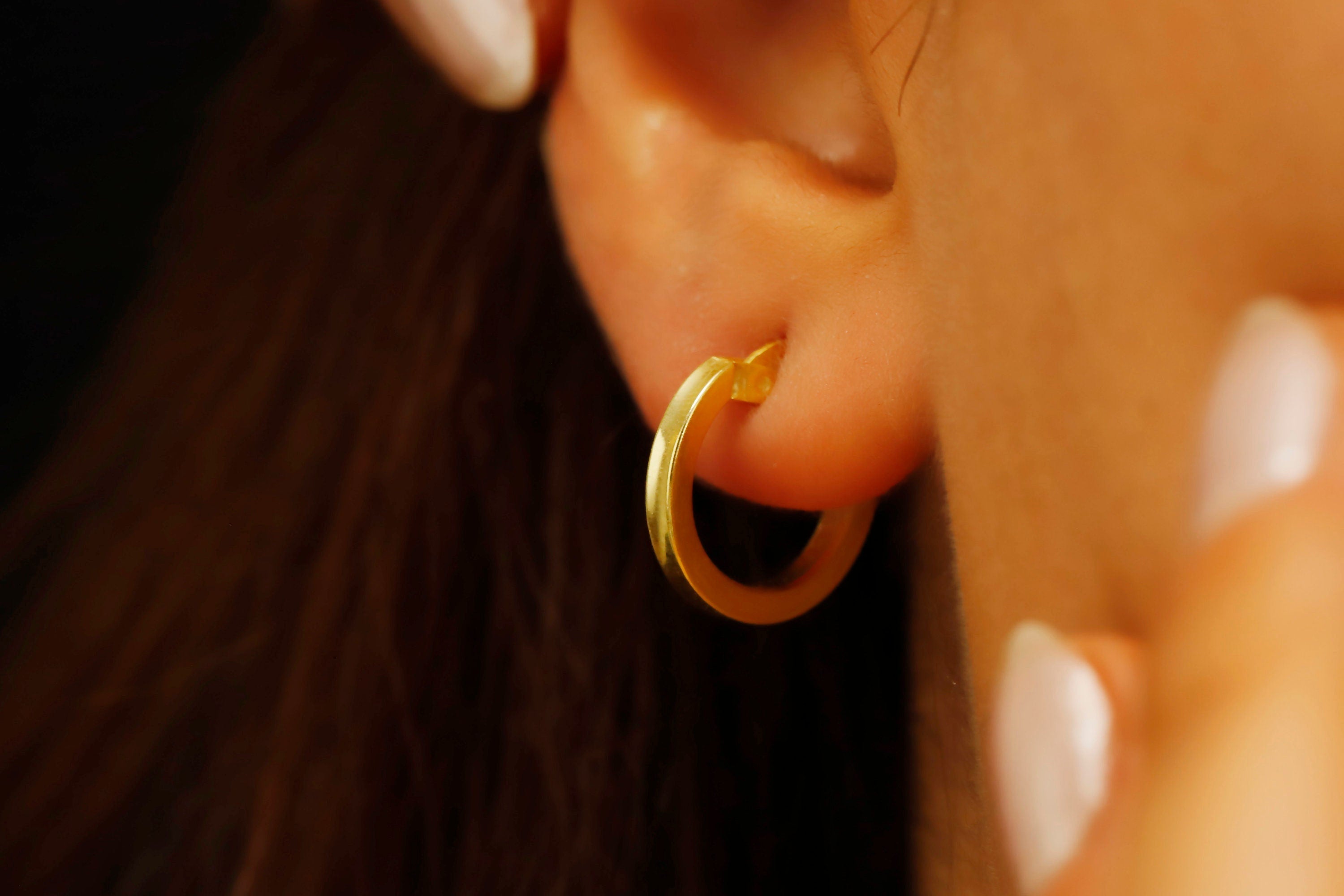 Dazzling Gold Huggie Hoops - Sterling Silver Multi-Hole Design, Perfect Stacked Sleeper Earrings for Effortless Style