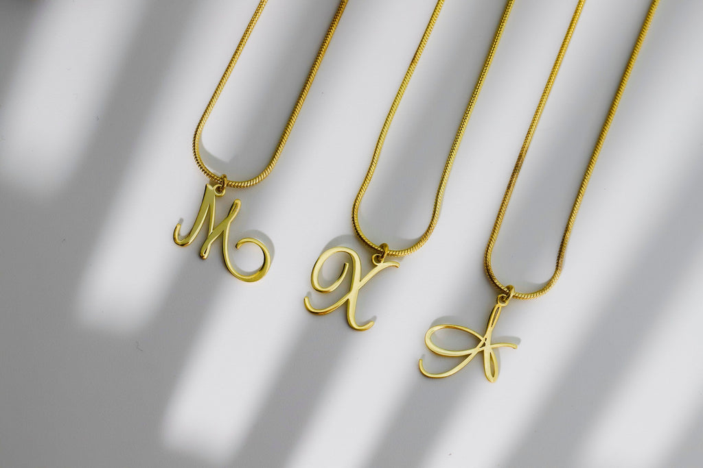 Dainty 14K Gold Initial Necklace with Snake Chain – Personalized Elegance for Every Occasion