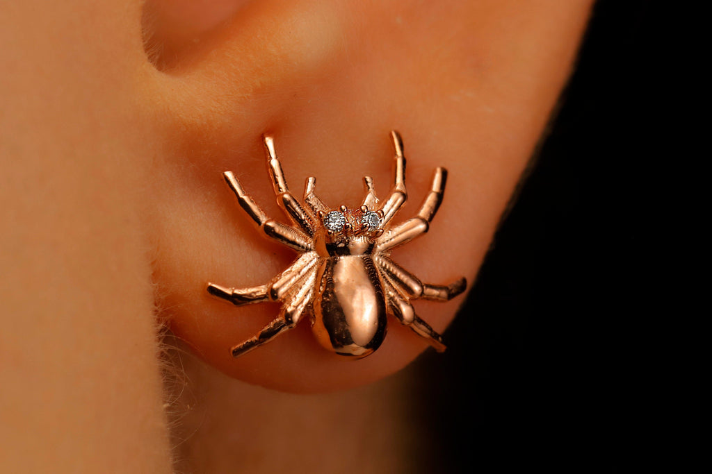 Arachnid Spooky Tarantula Earrings in  925 Sterling Silver