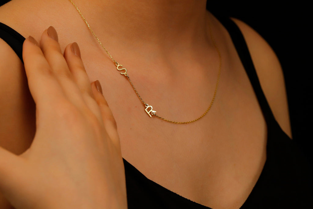Dainty Sideways Initial Necklace | Custom Minimalist Jewelry for a Personal Touch