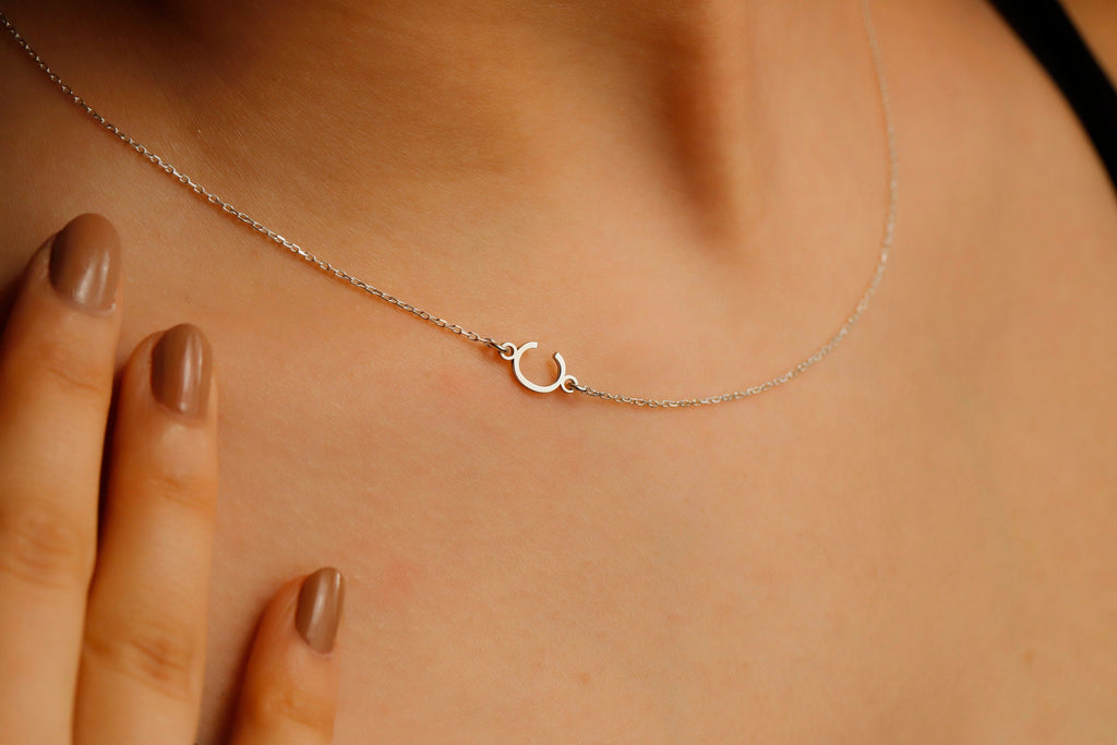 Dainty Sideways Initial Necklace | Custom Minimalist Jewelry for a Personal Touch