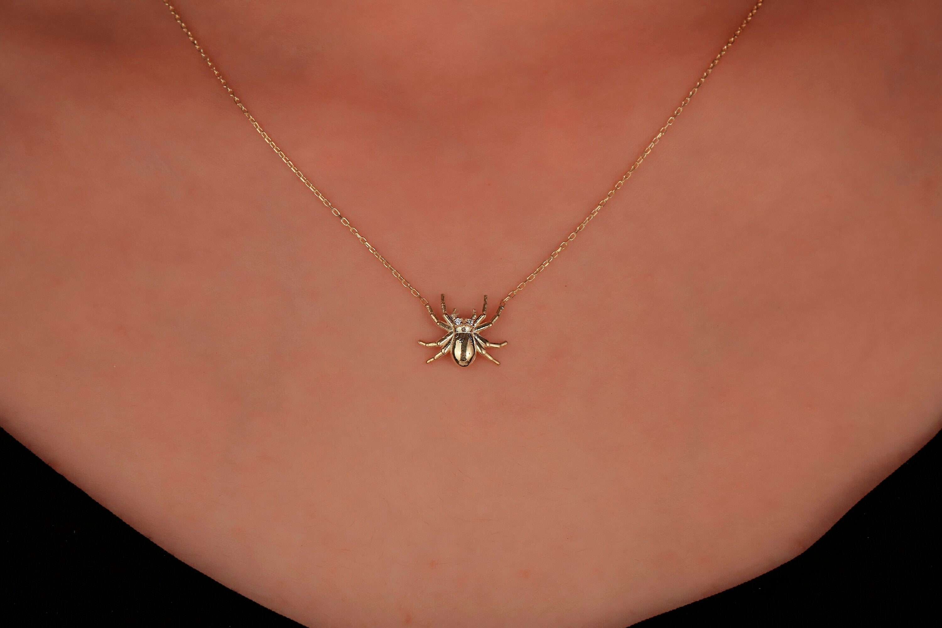 Gothic Realistic 3D Spider Necklace - Dainty 925 Sterling Silver Bug Jewelry for a Unique Statement