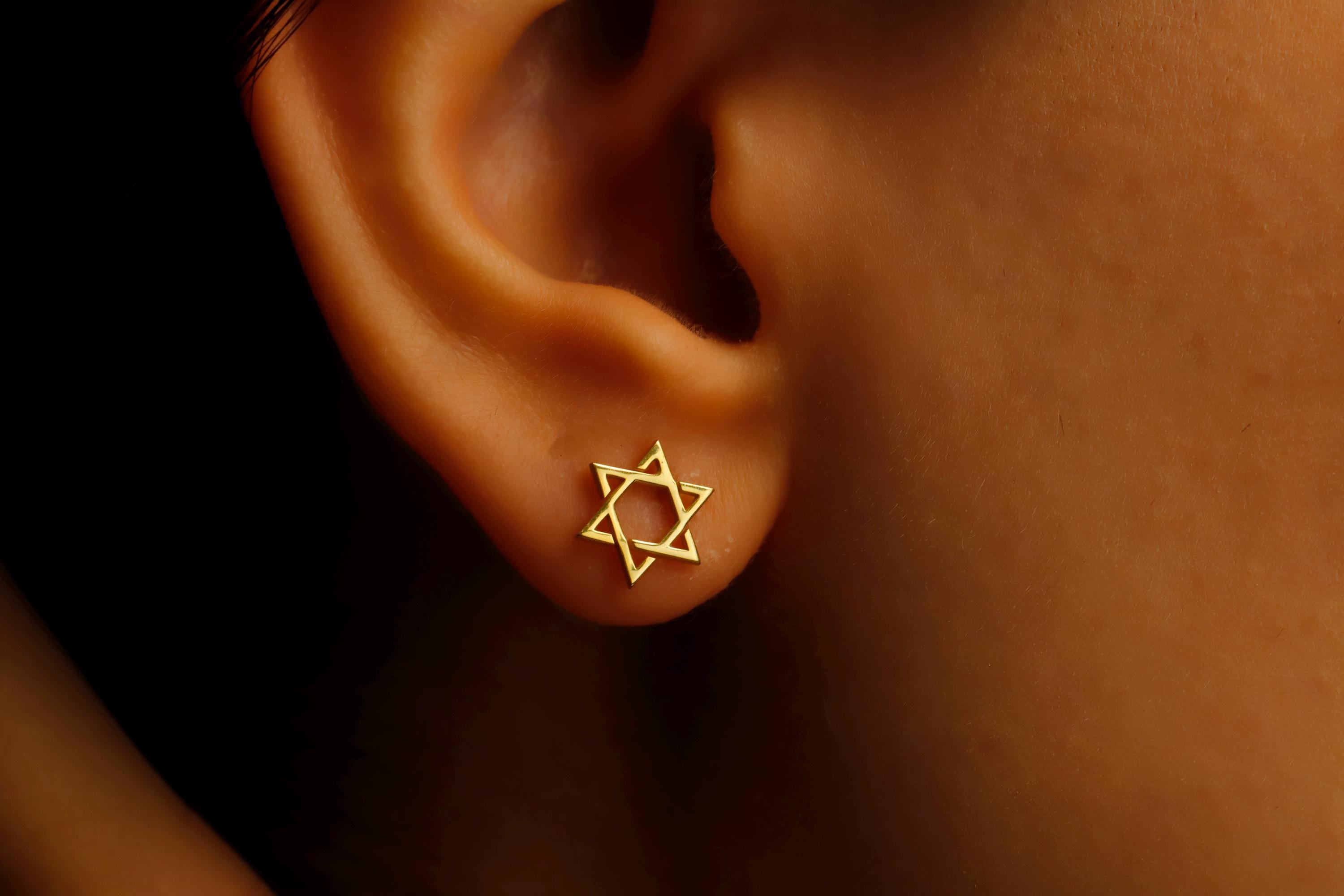Star of David Earrings in 925 Sterling Silver and Gold