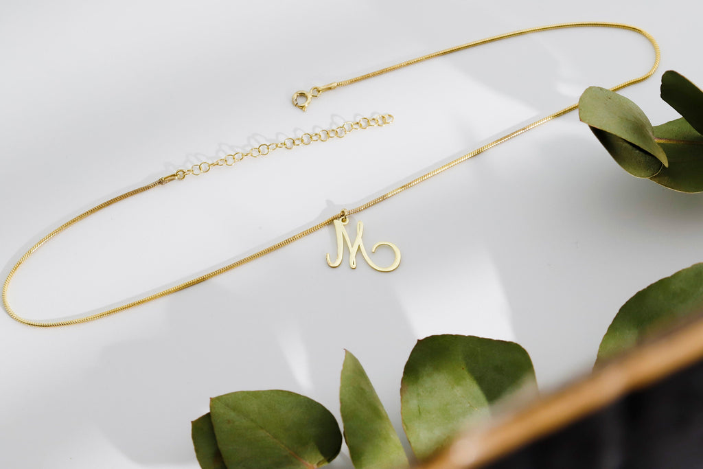 Gleam Letter Necklace - Dazzling Charm with Elegant Snake Chain