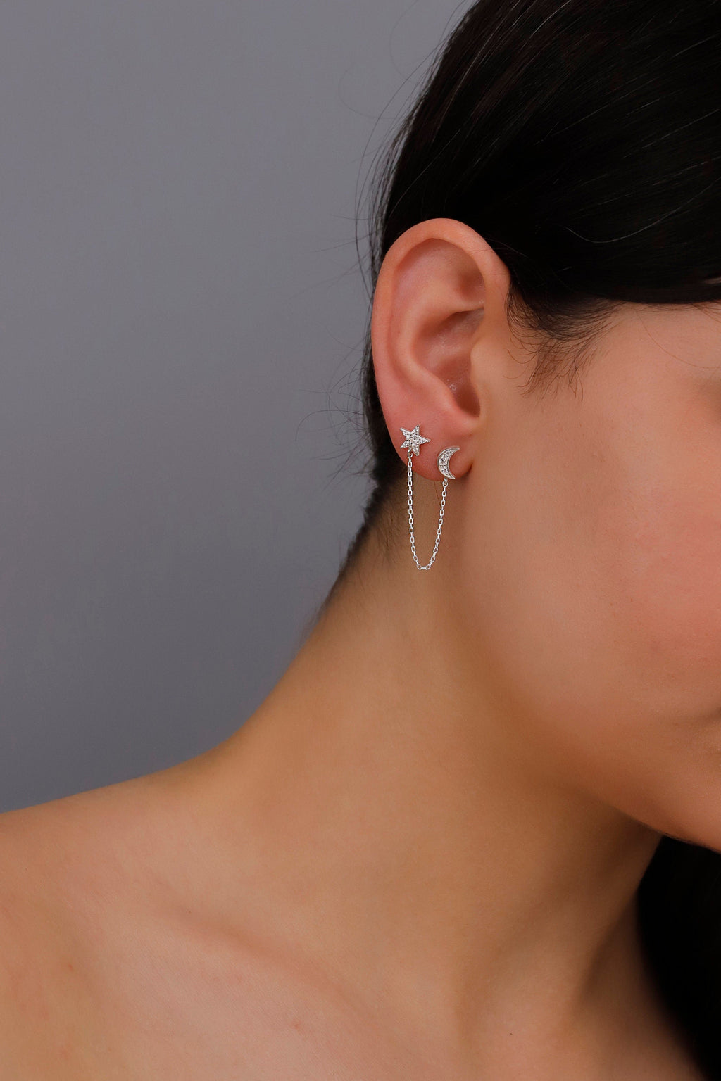 Celestial Dreams Gold Dangle Earrings - Sparkling Moon & Star Design, Waterproof & Chic