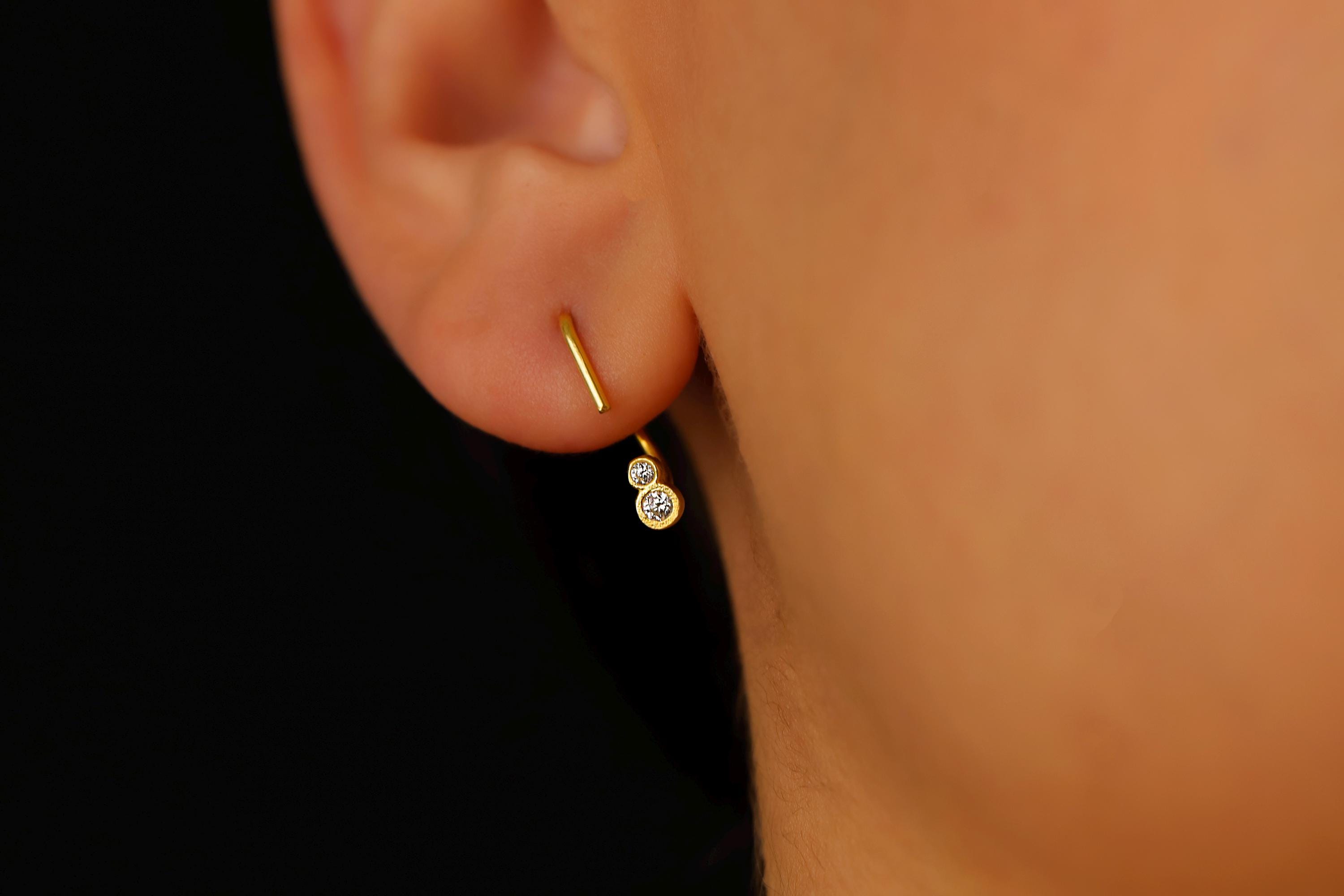 Gold Luxe Tiny Stone Ear Jacket Earrings - Dazzling Elegance for Every Occasion