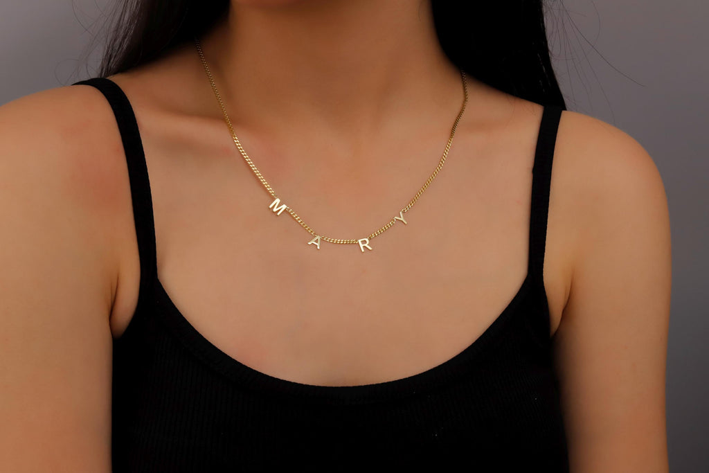 Gold Satellite Personalized Initial Necklace - Dazzling Sterling Silver, Perfect Gift for Her