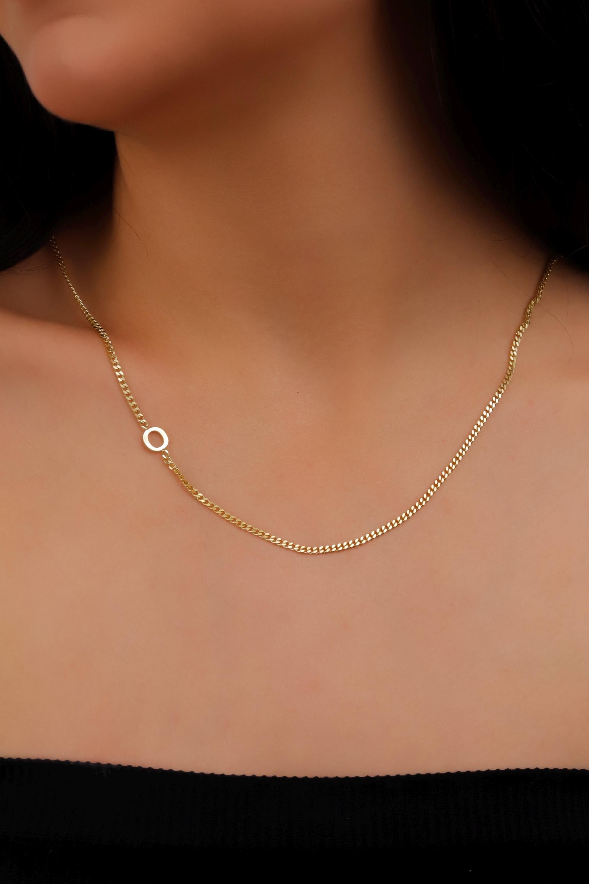 Dainty Initial Necklace by SilverGoldandRose | Personalize Your Style with a Unique Sideways Letter Design