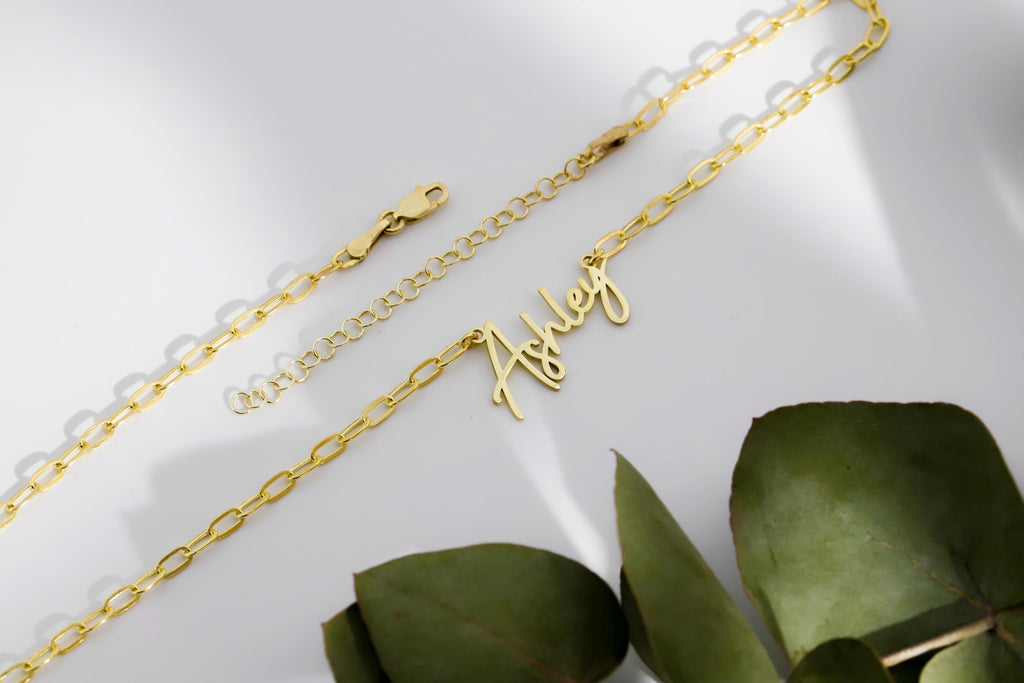 Sparkling Gold & Silver Name Necklace - Personalized Dainty Layered Design with Link Chain