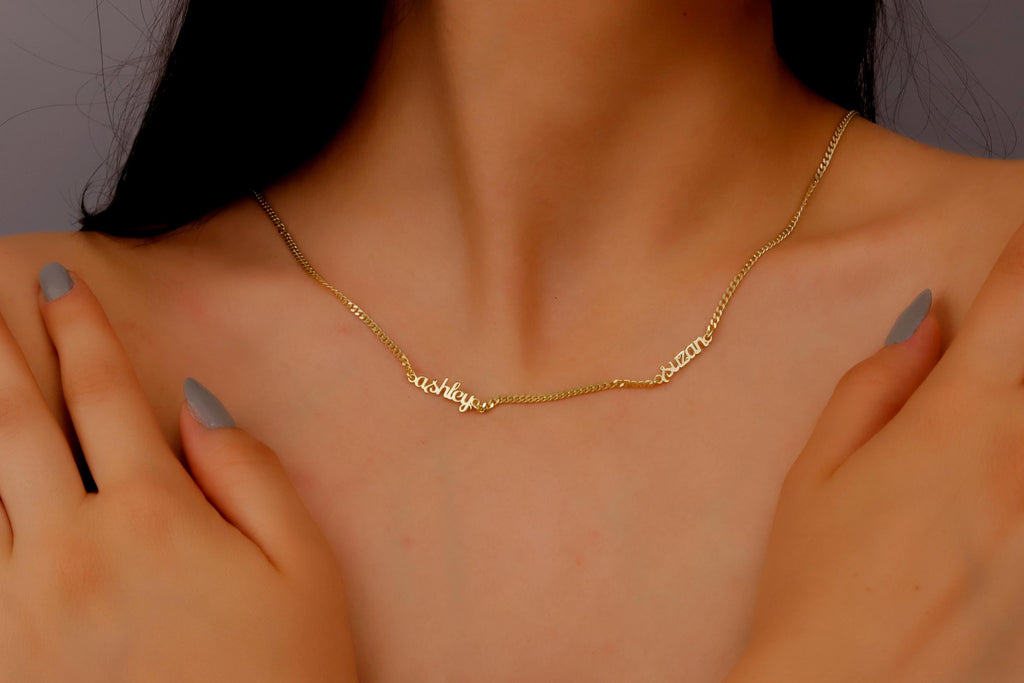 Personalized Gold Name Necklace - Custom Dainty Jewelry for Moms, Family & Friends - Up to 3 Names