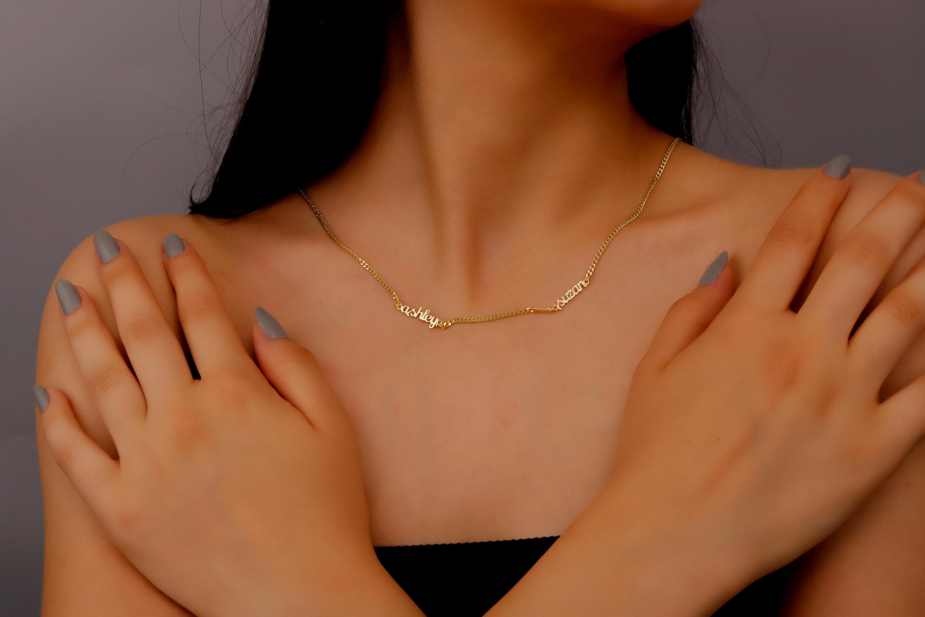 Personalized Gold Name Necklace - Custom Dainty Jewelry for Moms, Family & Friends - Up to 3 Names