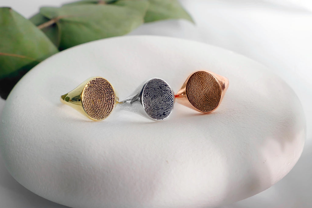 Fingerprint Jewelry Co. Custom Fingerprint Ring in Sterling Silver – Personalized Memorial Gift