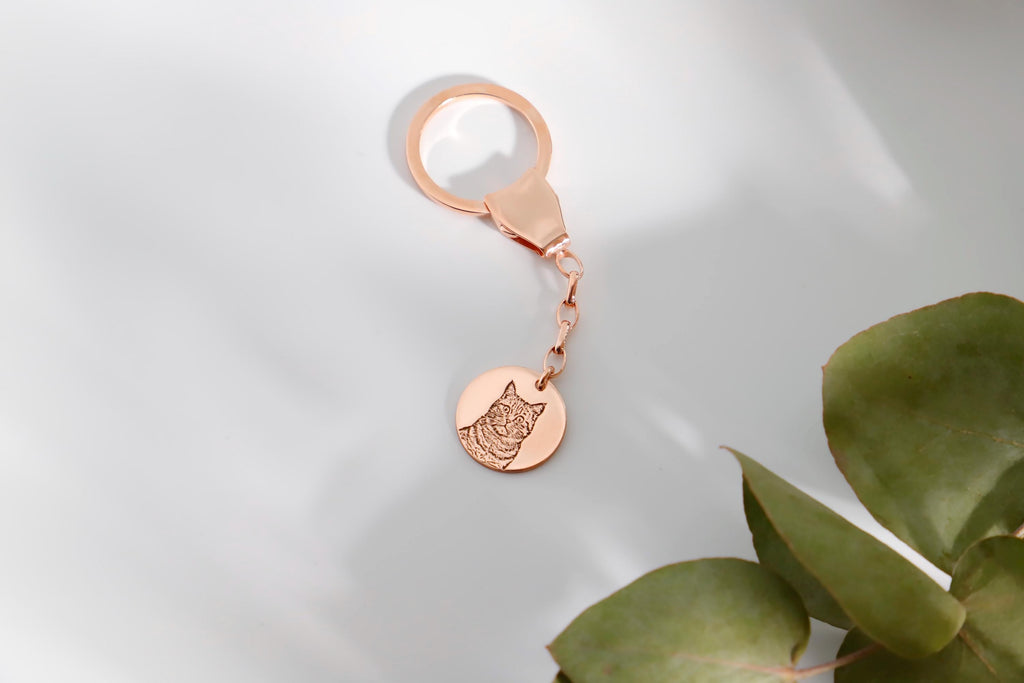 Custom Cat Keychain - Personalized Pet Portrait from Photo - Heartfelt Memorial Gift for Cat Lovers