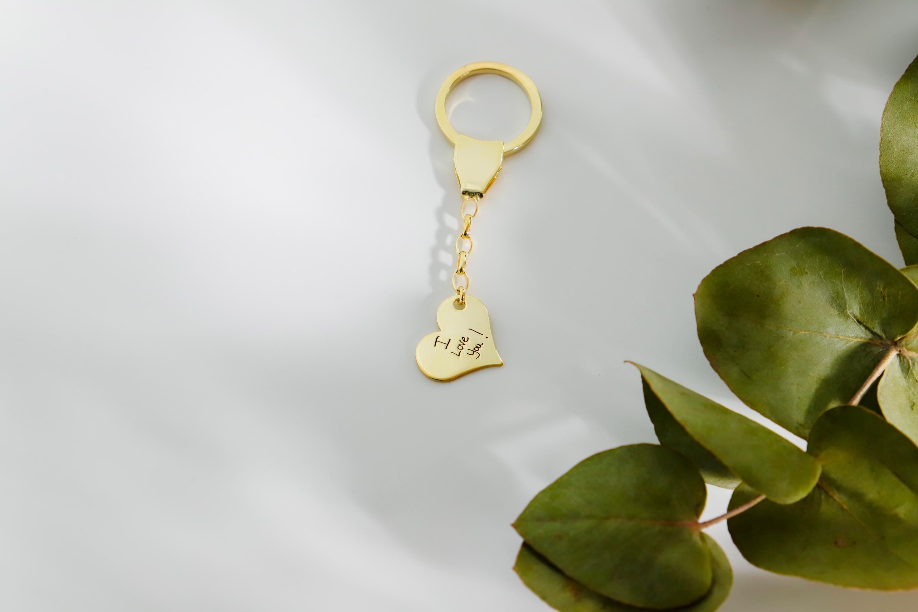 Actual Handwriting Keychain - Dainty Personalized Engraved 925 Sterling Silver Jewelry for Women