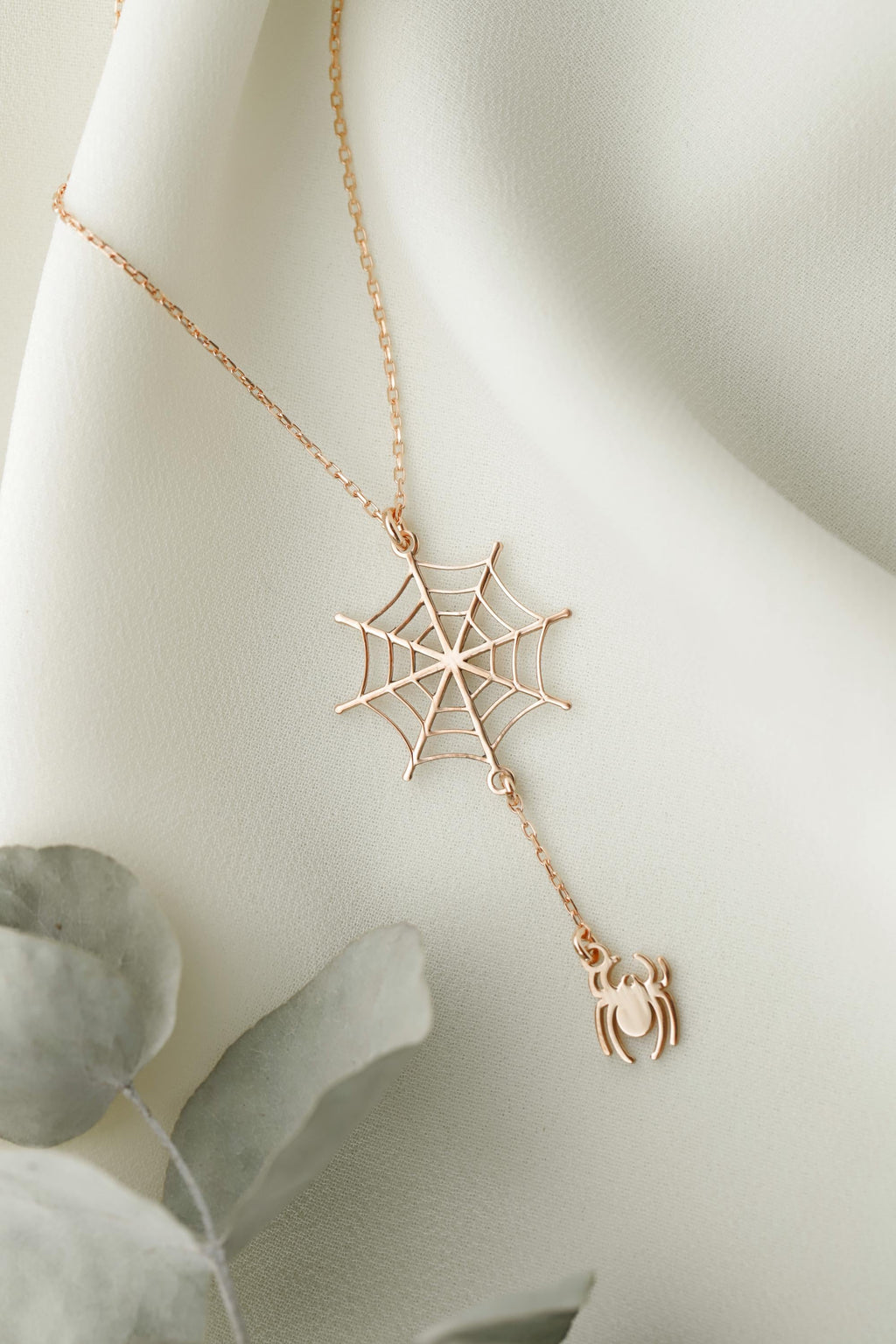 Spooktacular Charm: Halloween Spider Web Necklace with Dazzling Crystal Accents