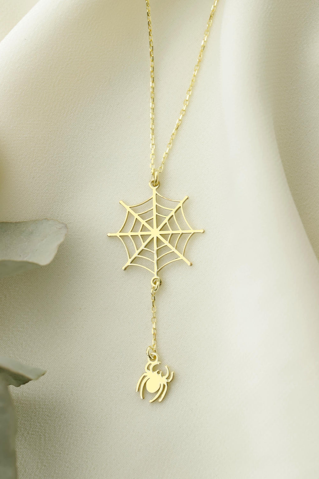 Spooktacular Charm: Halloween Spider Web Necklace with Dazzling Crystal Accents