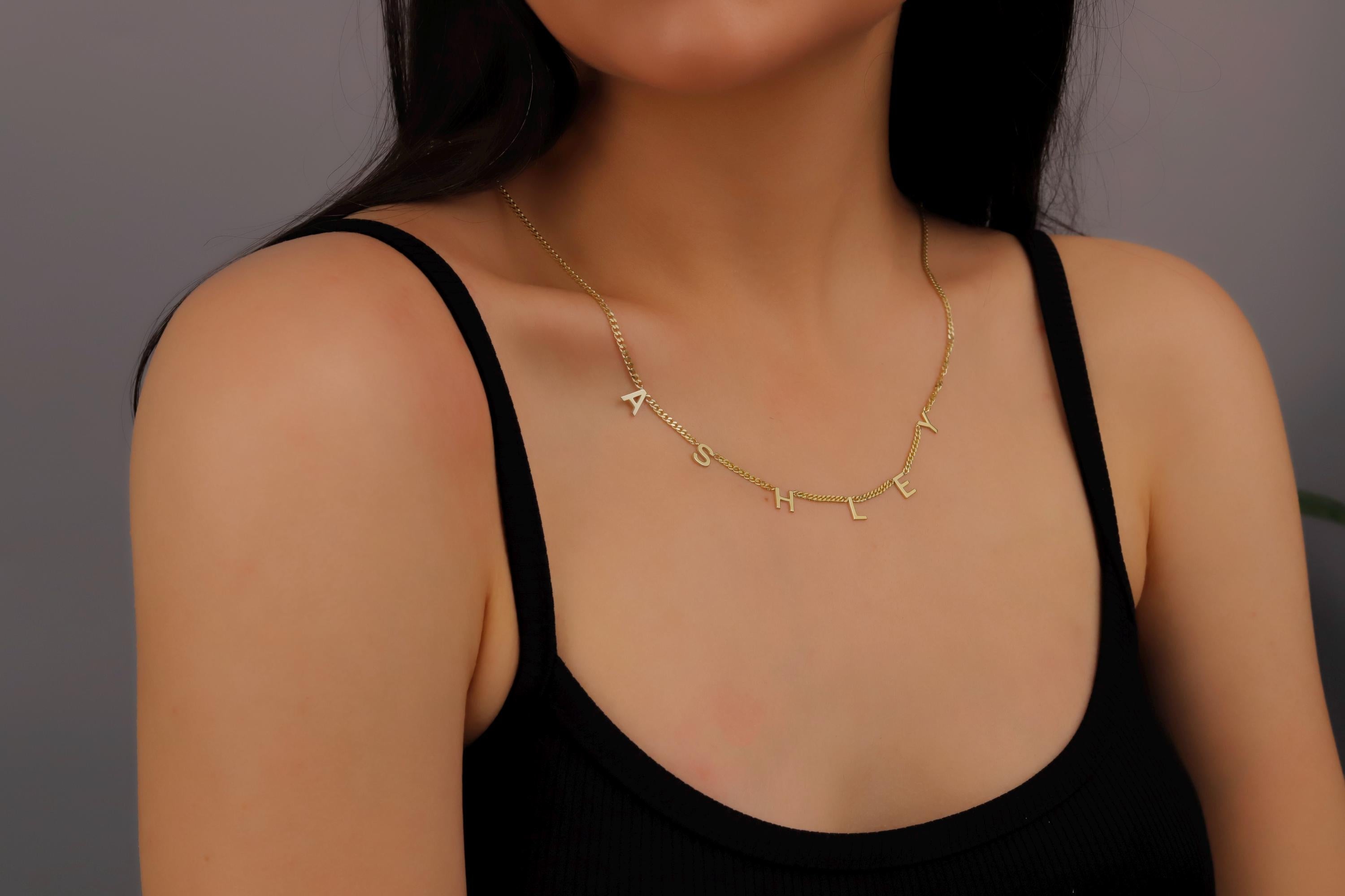 Gold Satellite Personalized Initial Necklace - Dazzling Sterling Silver, Perfect Gift for Her